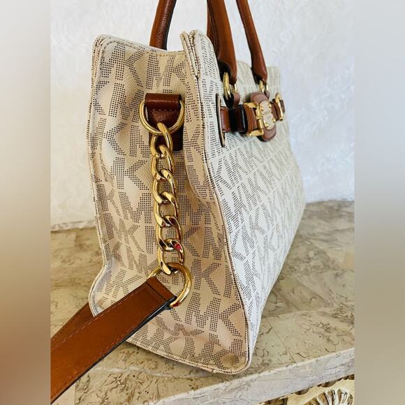 MICHAEL KORS Hamilton vanilla crossgrain leather satchel shoulder bag - Picture 3 of 9